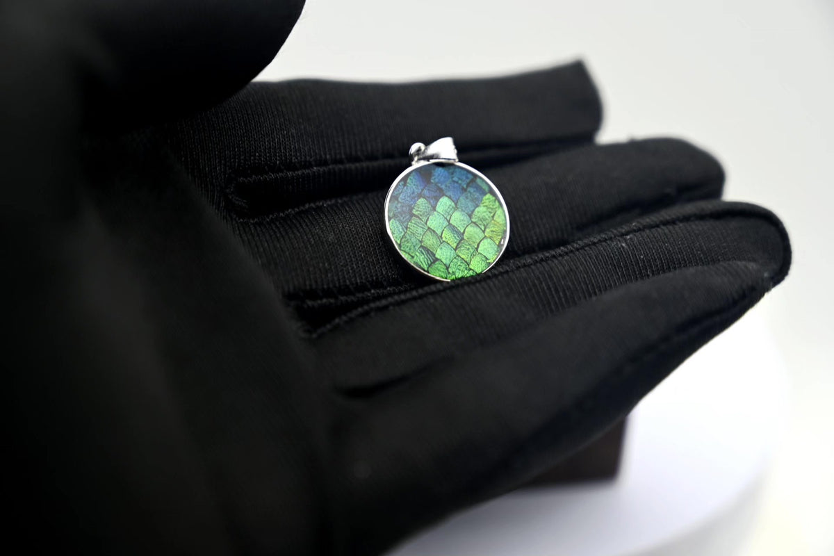Pure Silver Jewel Beetle Wing Pendant 16mm