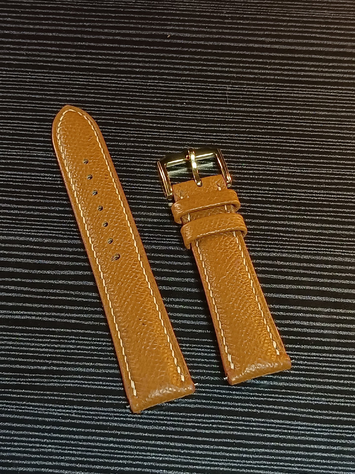 Epsom Leather Watch Strap 20mm Gold Brown