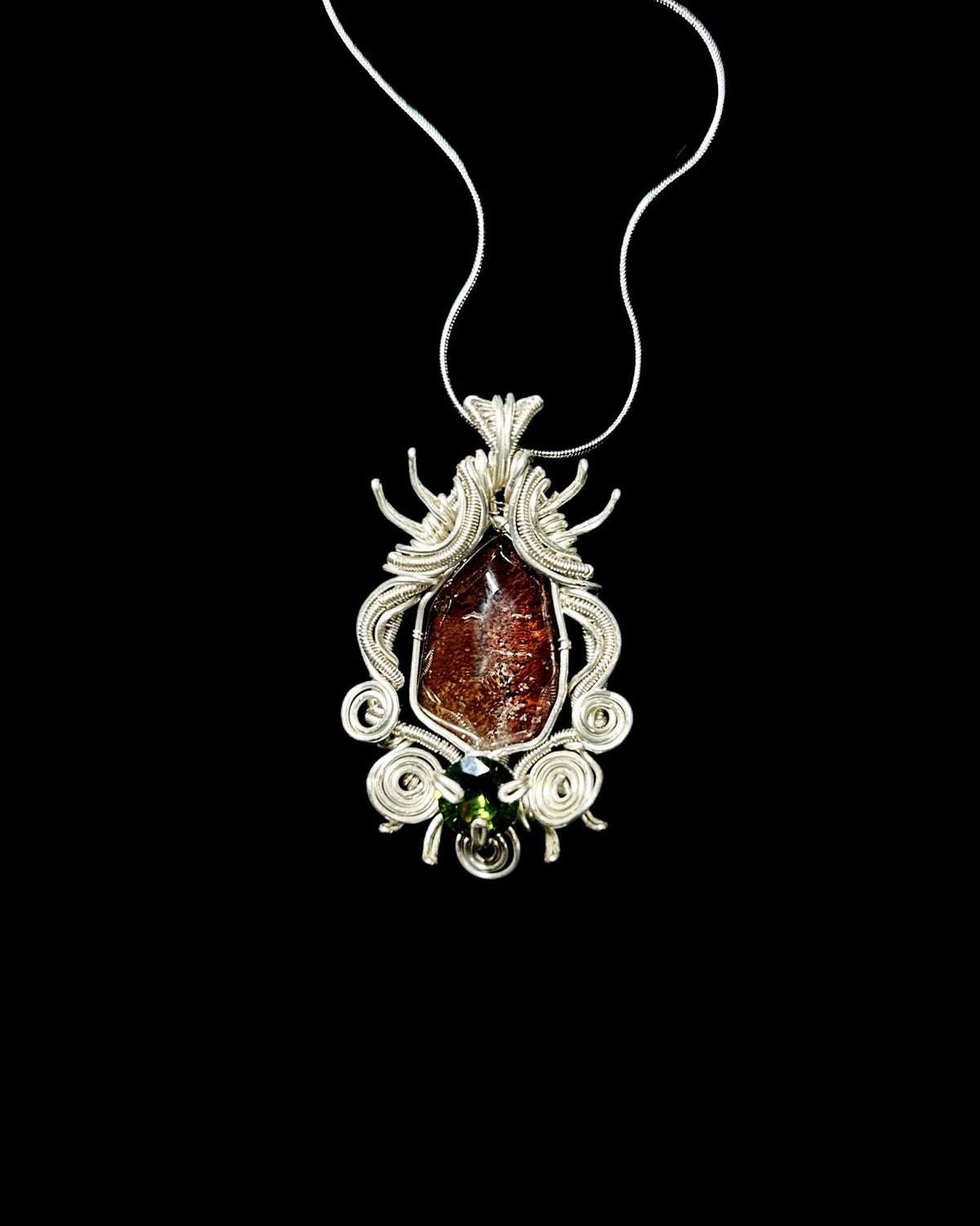 Wirewrapped Red Phantom Quartz Pendant Necklace
