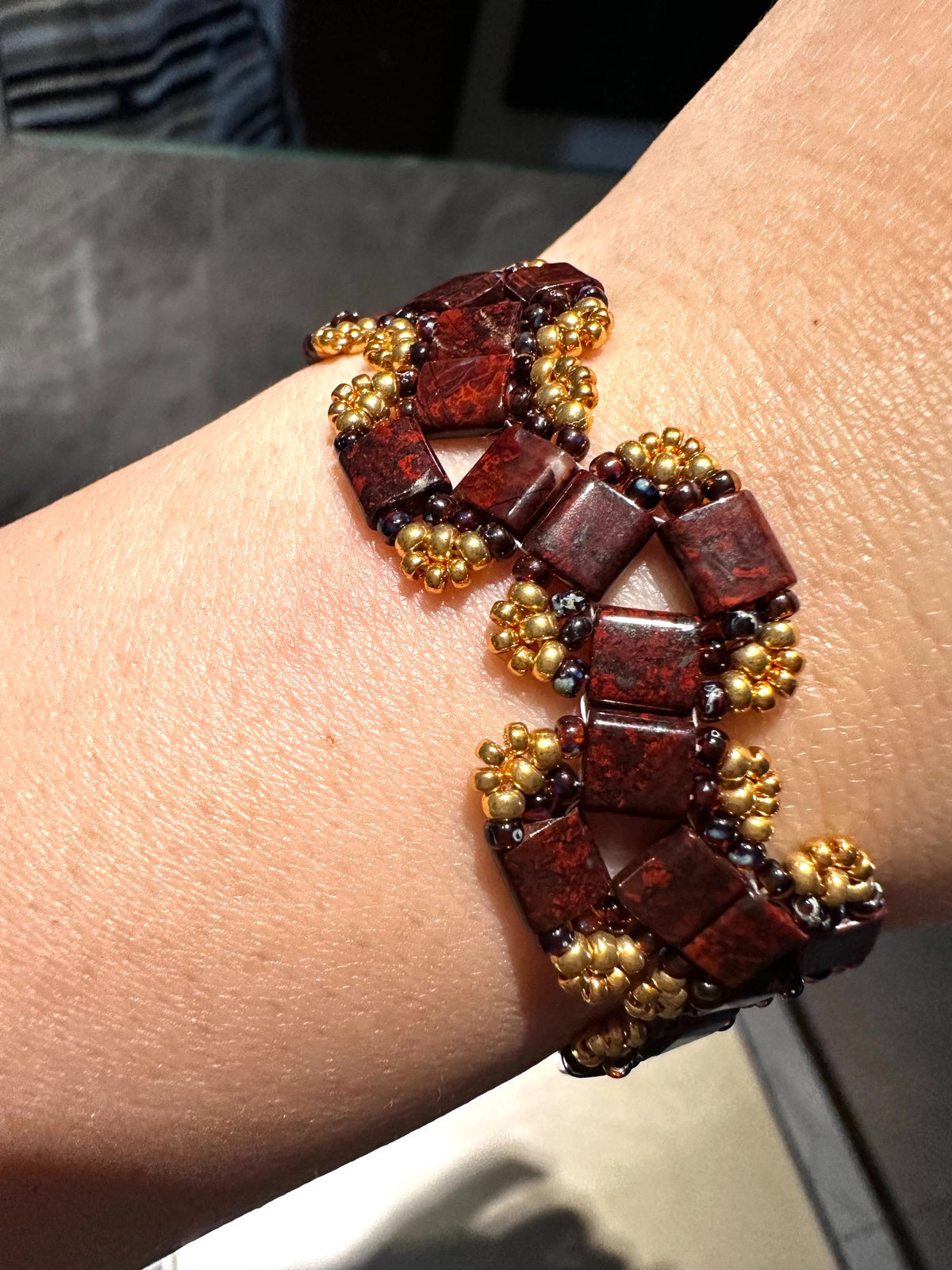 Handcrafted Red Stone Beaded Bracelet