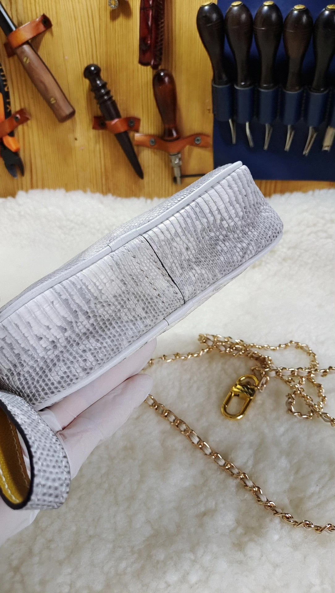 Himalayan-Echsenleder Clutch Schultertasche