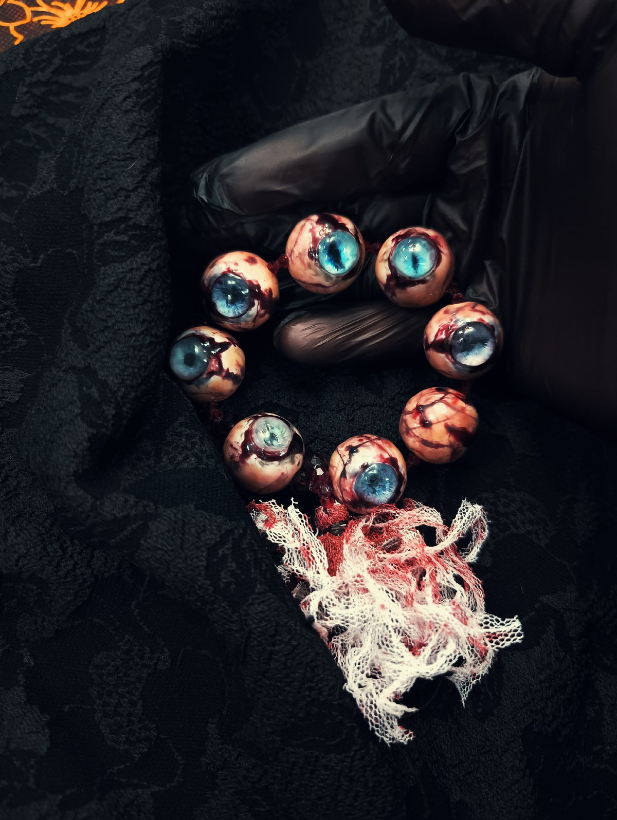 Cthulhu Eye Bead Bracelet Red Tassel
