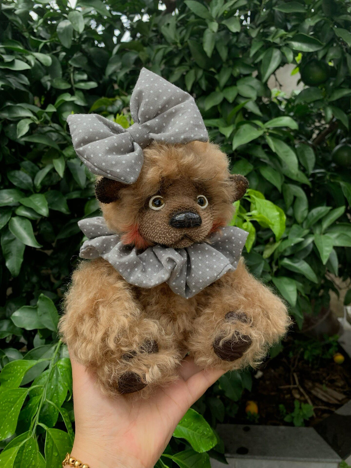 グラスアイ付き ハンドメイドモヘアテディベア