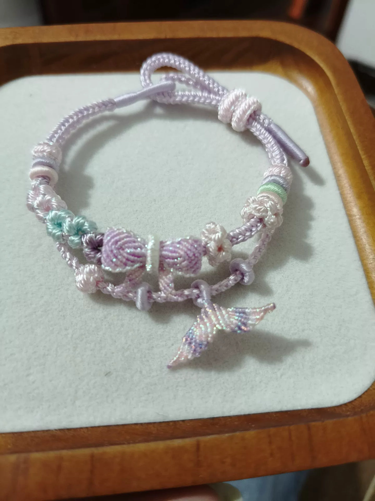 Hand Braided Cord Bracelet Pink Purple Gradient