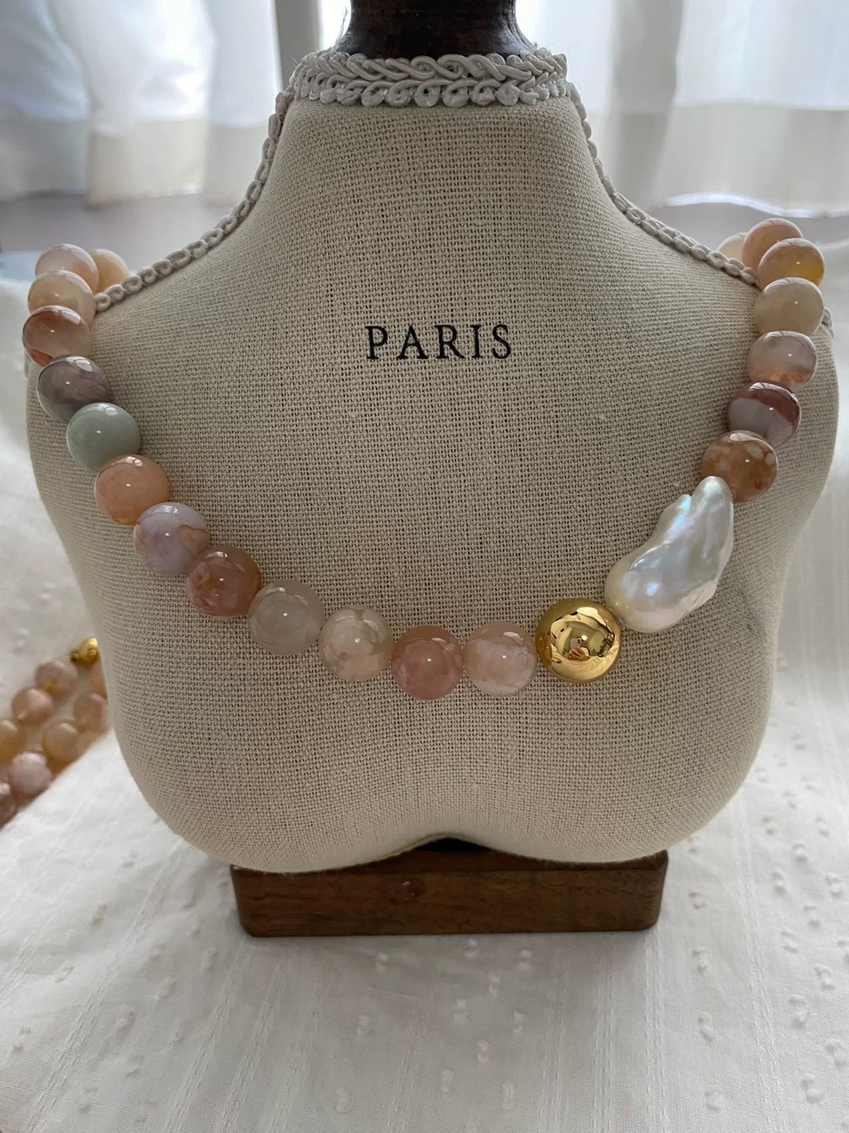 Cherry Blossom Agate Pearl Necklace