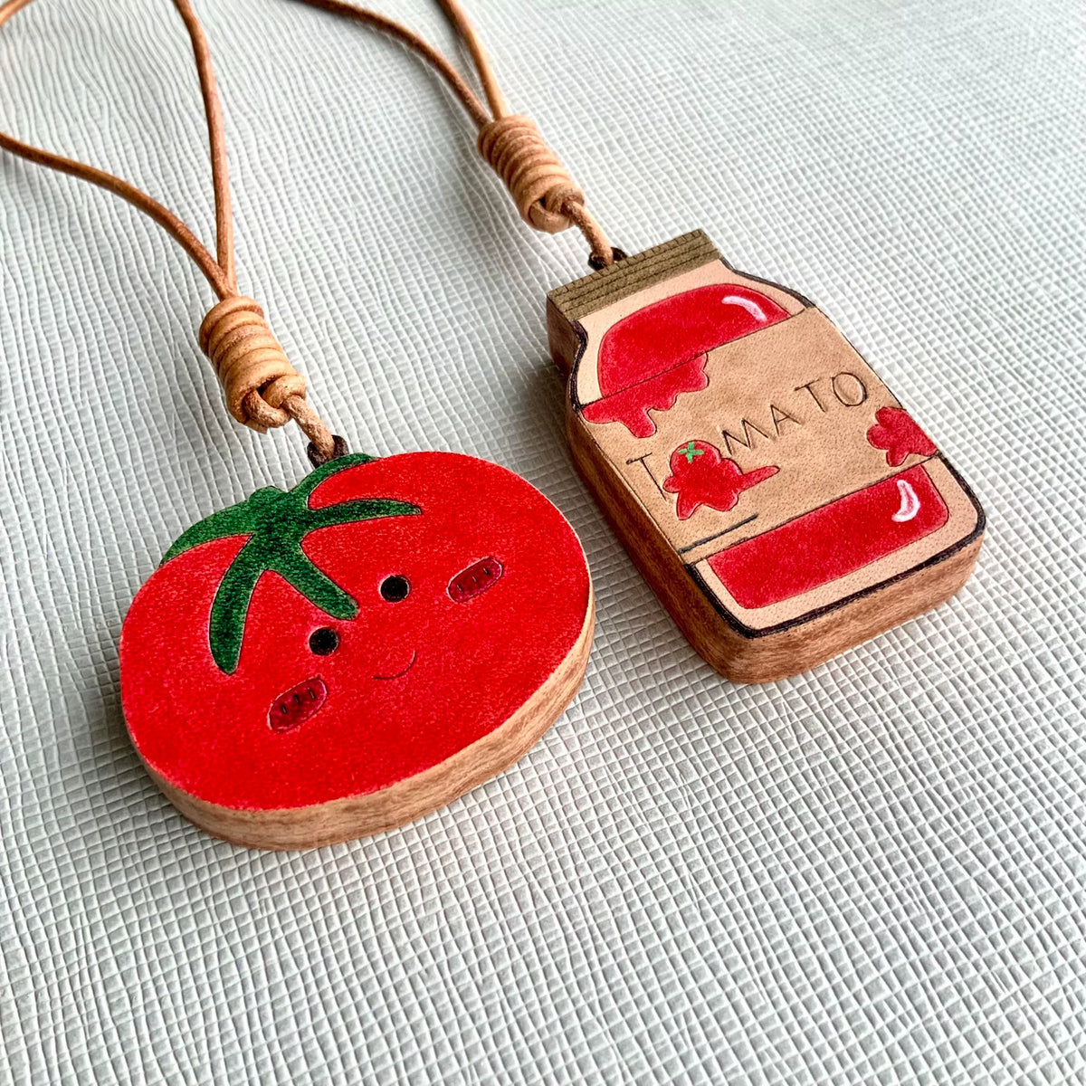 Hand Painted Leather Tomato Bag Charm