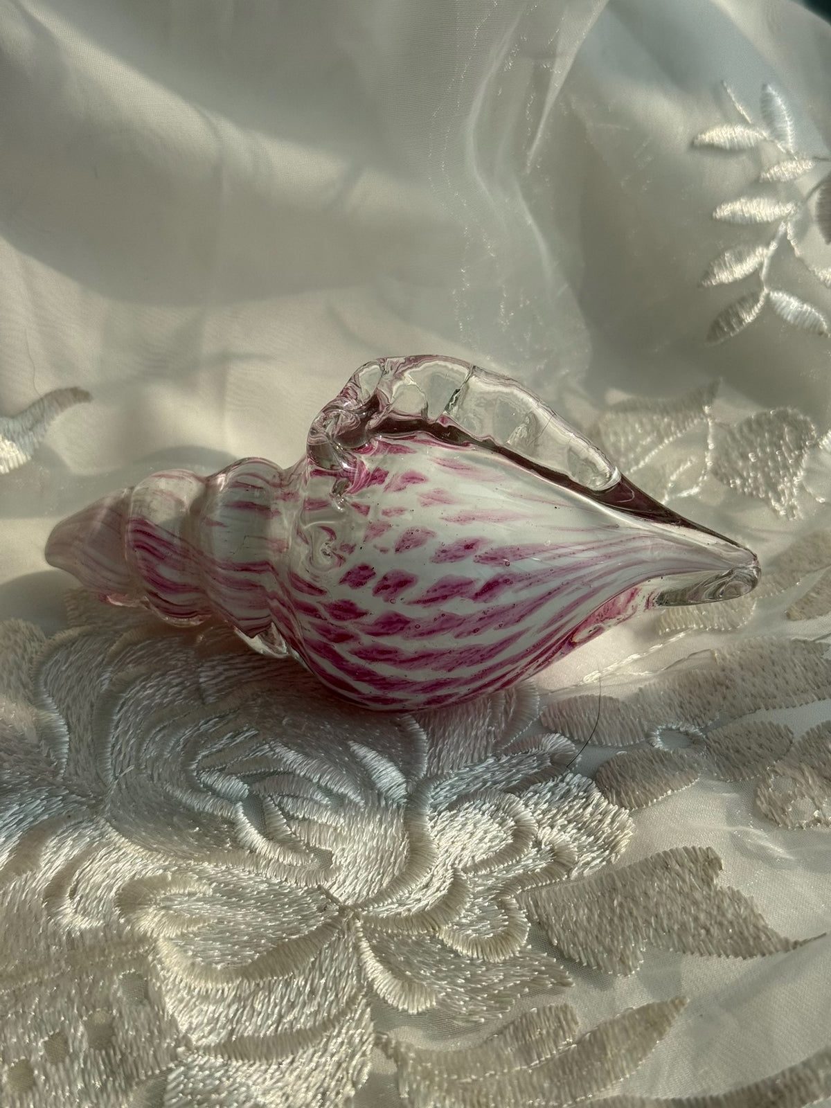 Vintage Glass Flower Pig Seashell Figurine Set