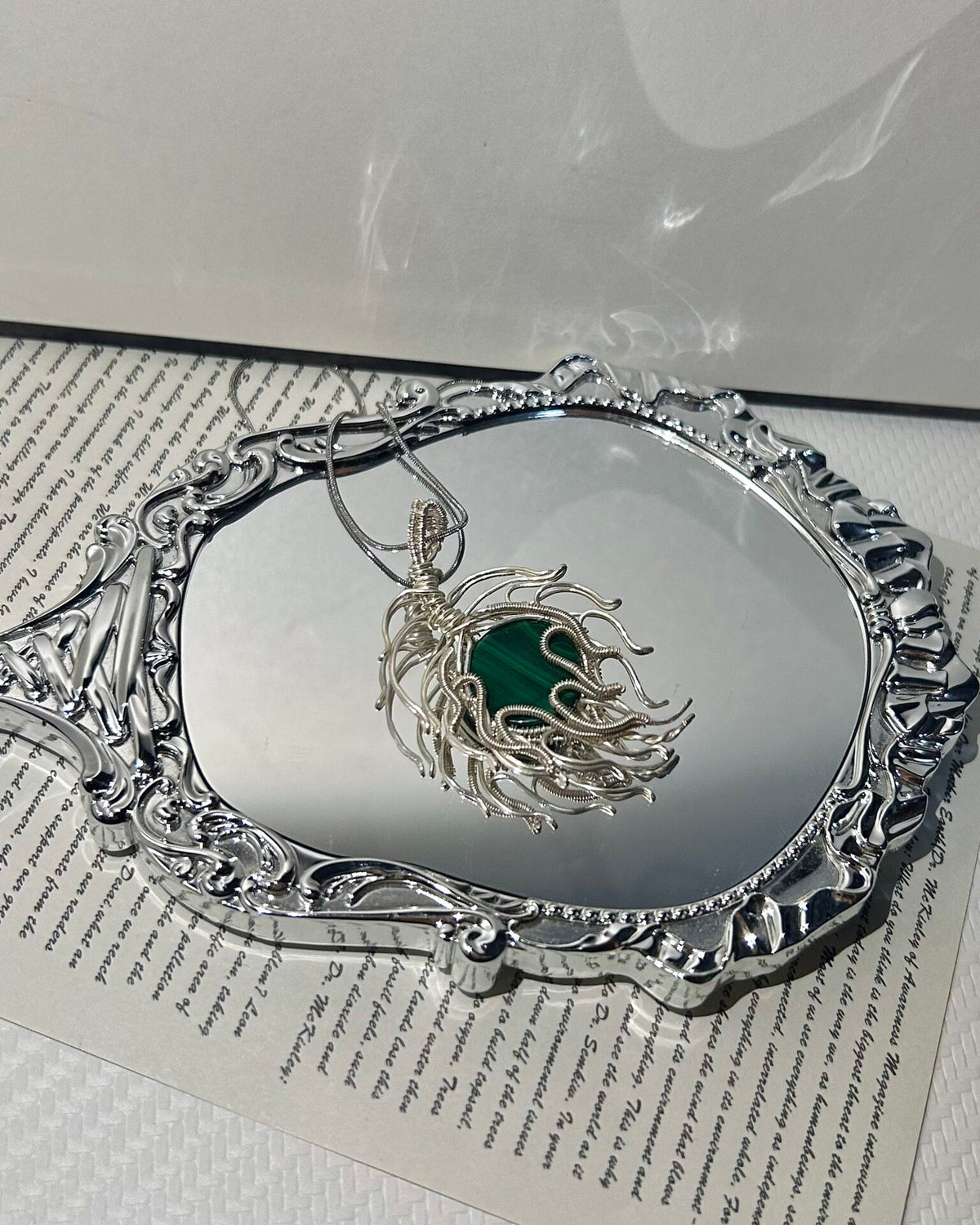 Malachite Pendant Wire Wrapped Necklace