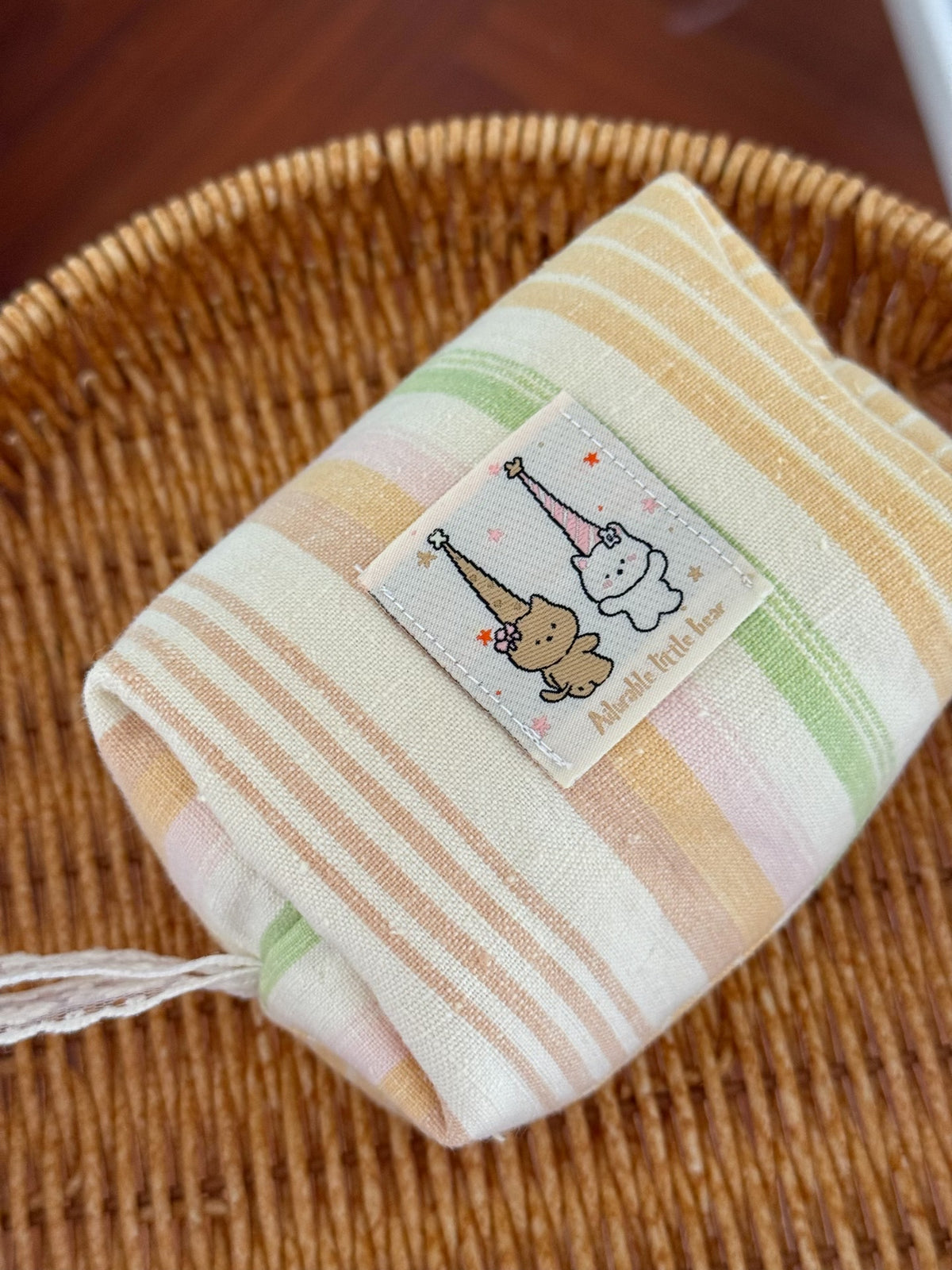 Handwoven Striped Cotton Storage Pouch Card Holder
