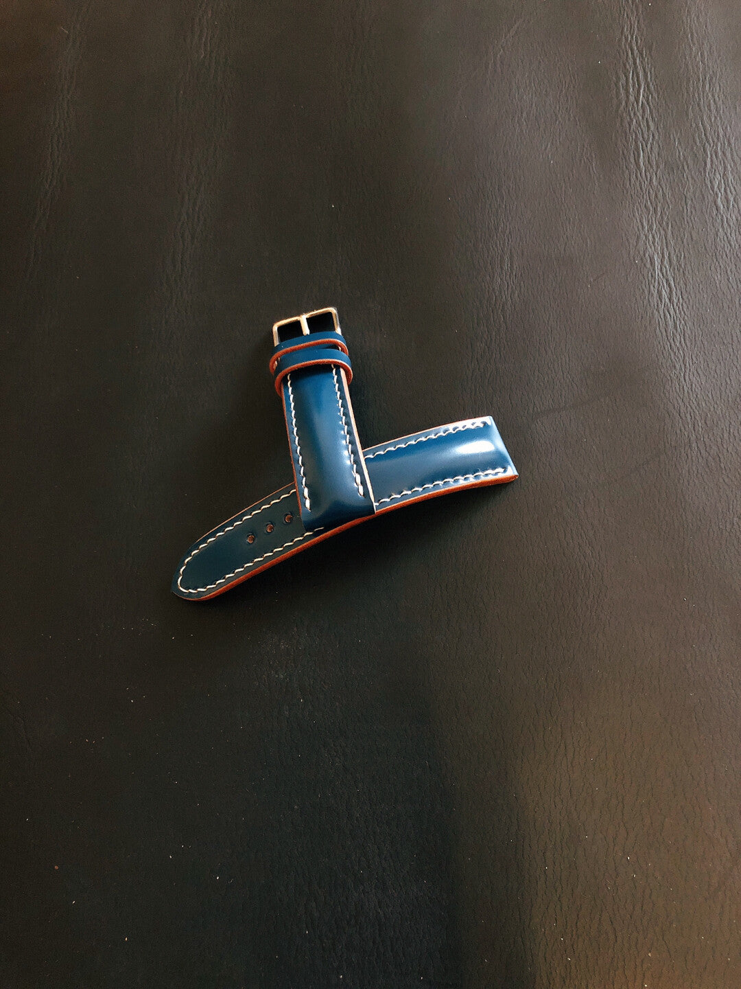 Handmade Blue Cordovan Watch Strap
