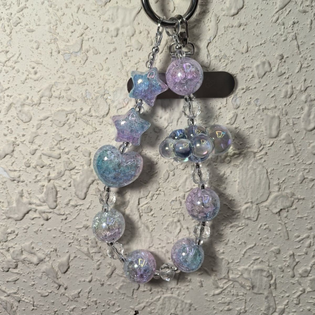 Beaded Phone Charm with Star Heart Beads