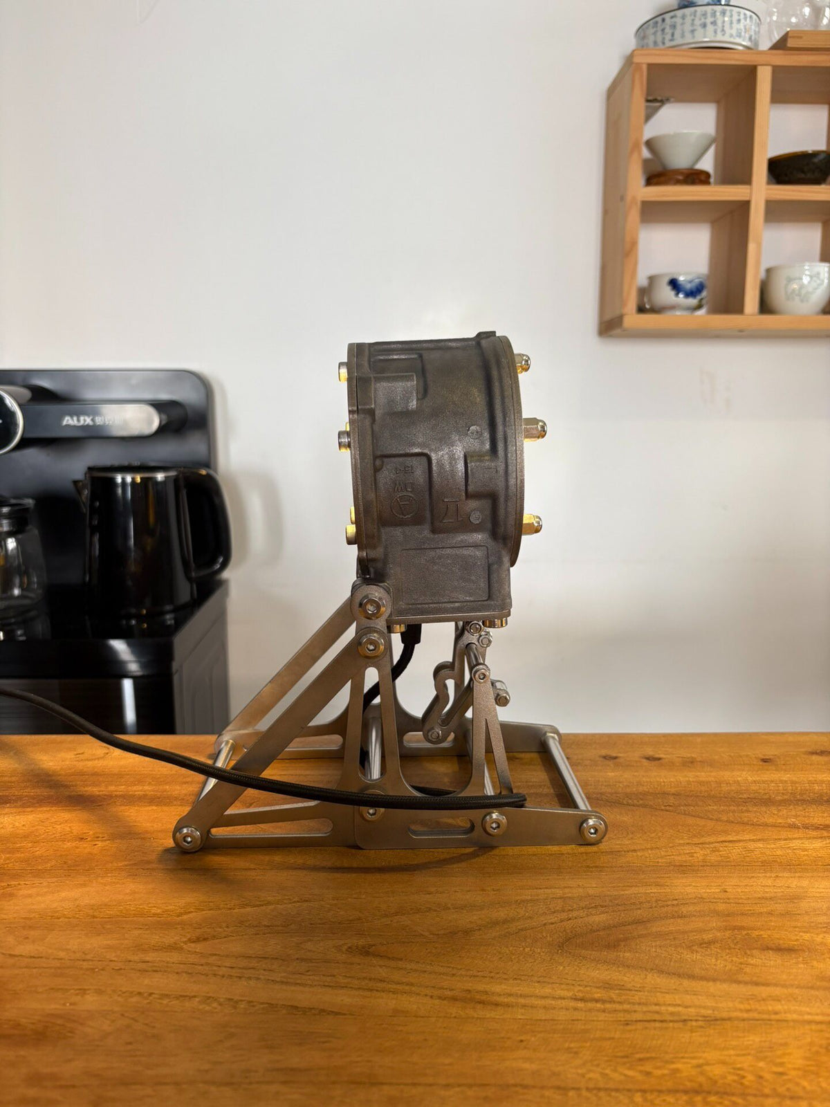 Industrial Desk Lamp with Repurposed Automotive Parts