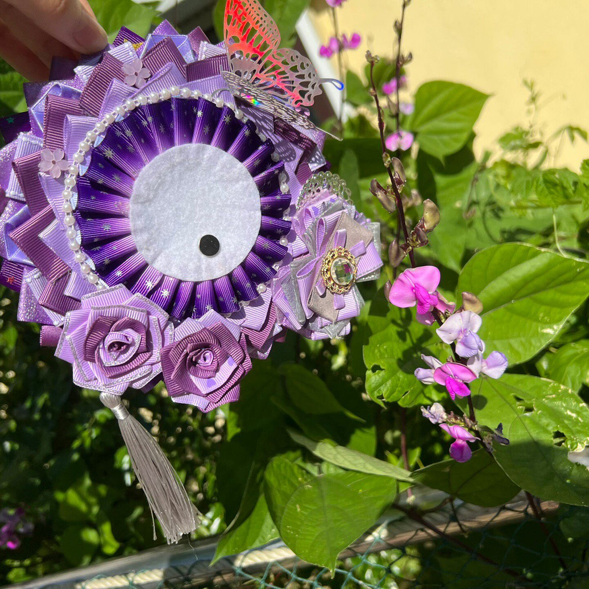 Purple Ribbon Badge Holder with Magnetic Backing
