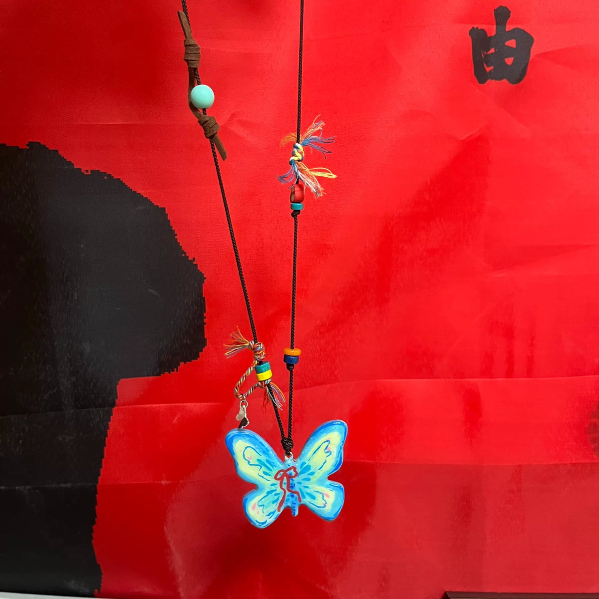 Handmade Butterfly Clay Pendant Necklace