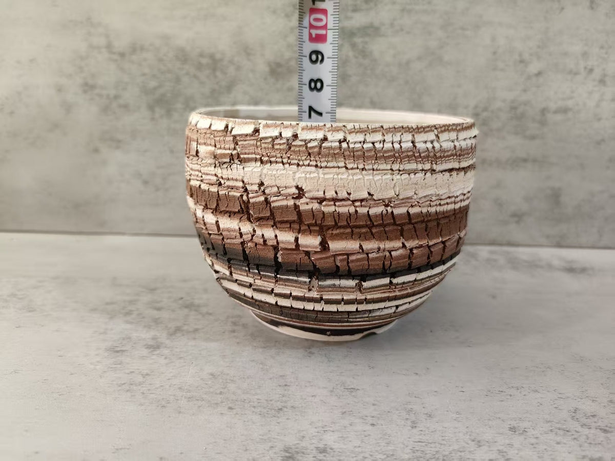 Handmade Ceramic Bowl with Crackled Earth Tones