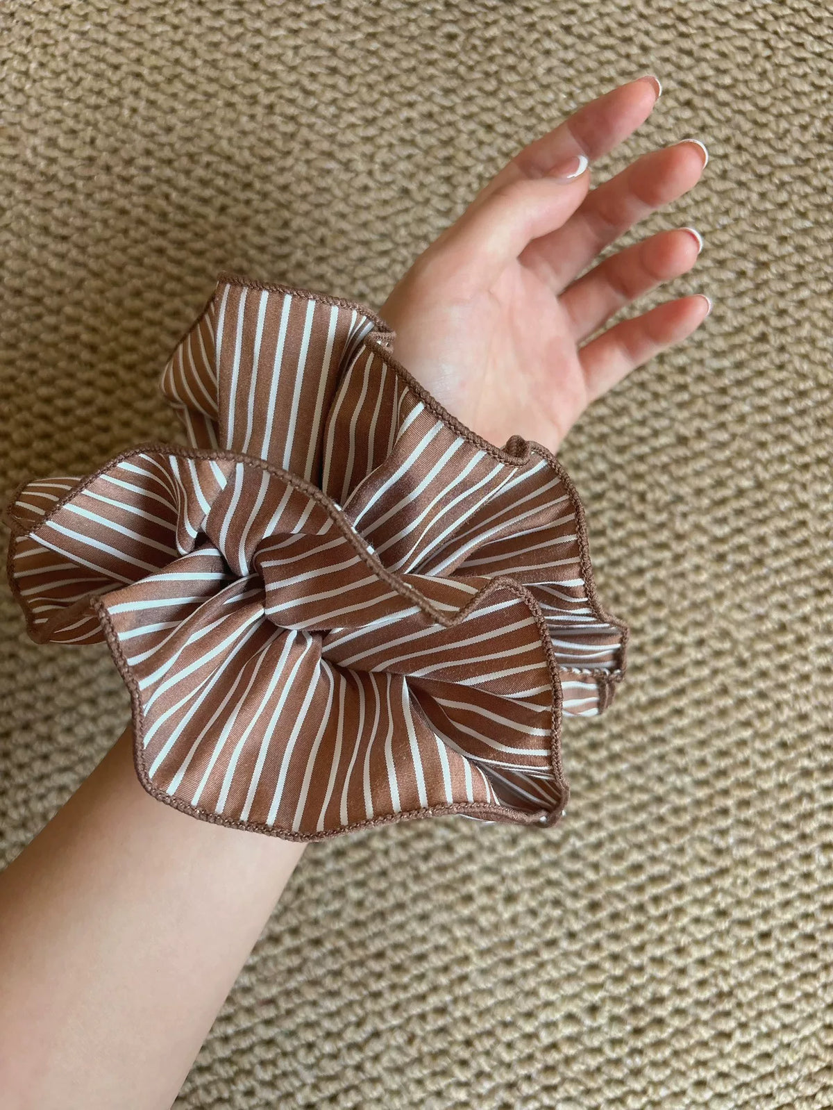 Four Layer Striped Oversized Hair Scrunchie