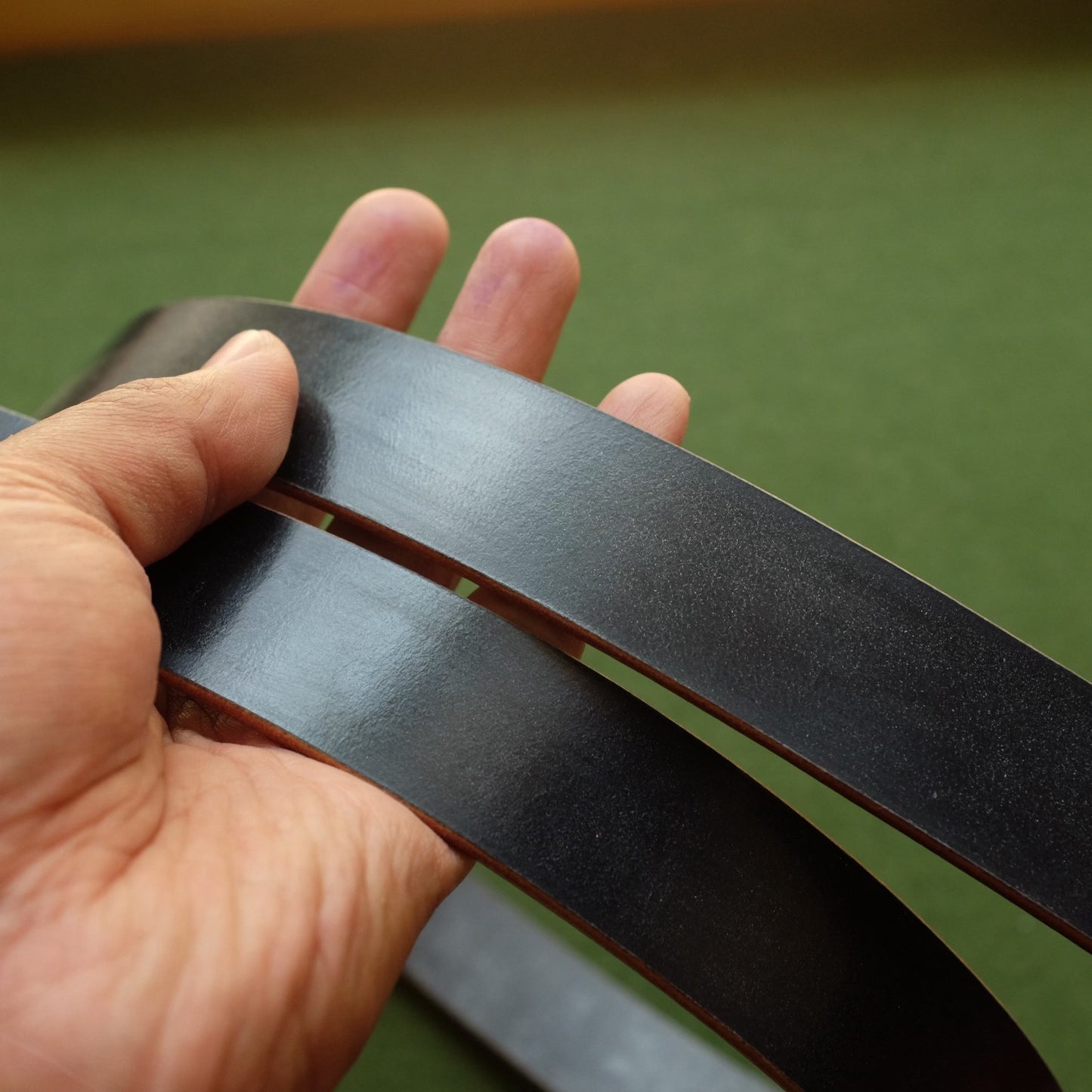 Dark Brown Leather Belt with Polished Brass Buckle