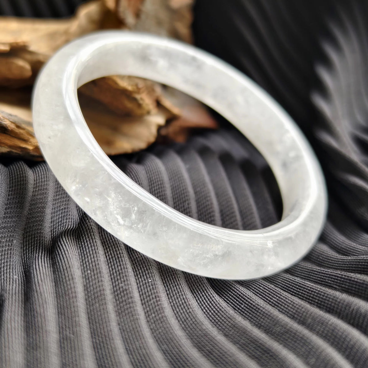 White Agate Bangle 60.2mm Inner Diameter