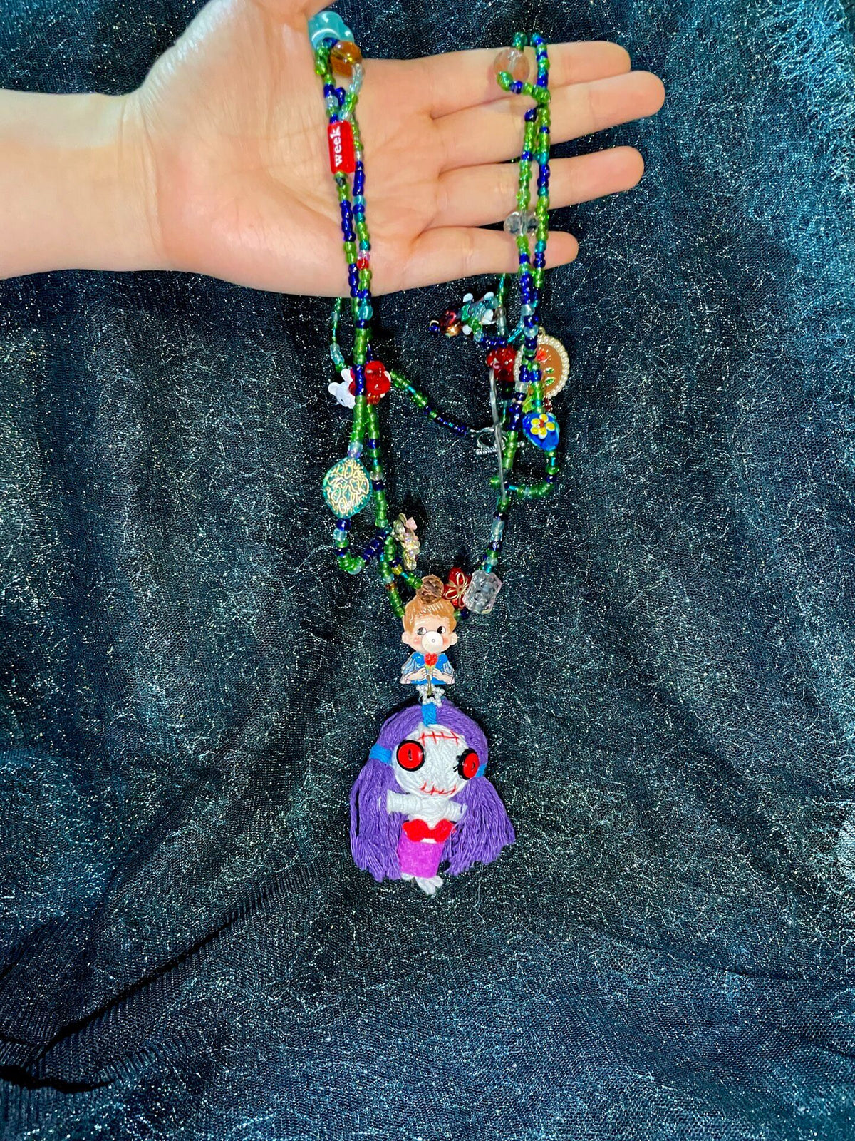 Beaded Doll Pendant Necklace