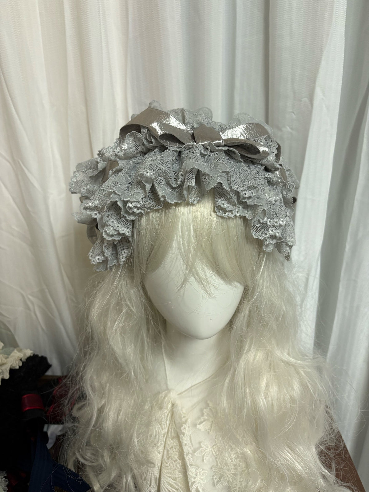 Lace and Bronze Ribbon Gothic Headpiece