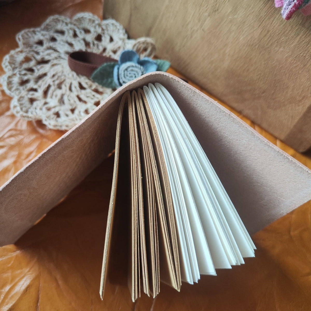 Handcrafted Leather Journal with Carved Floral Cover