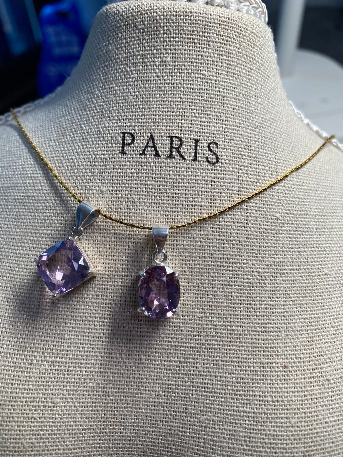S925 Silver Amethyst Pendant Necklace Set