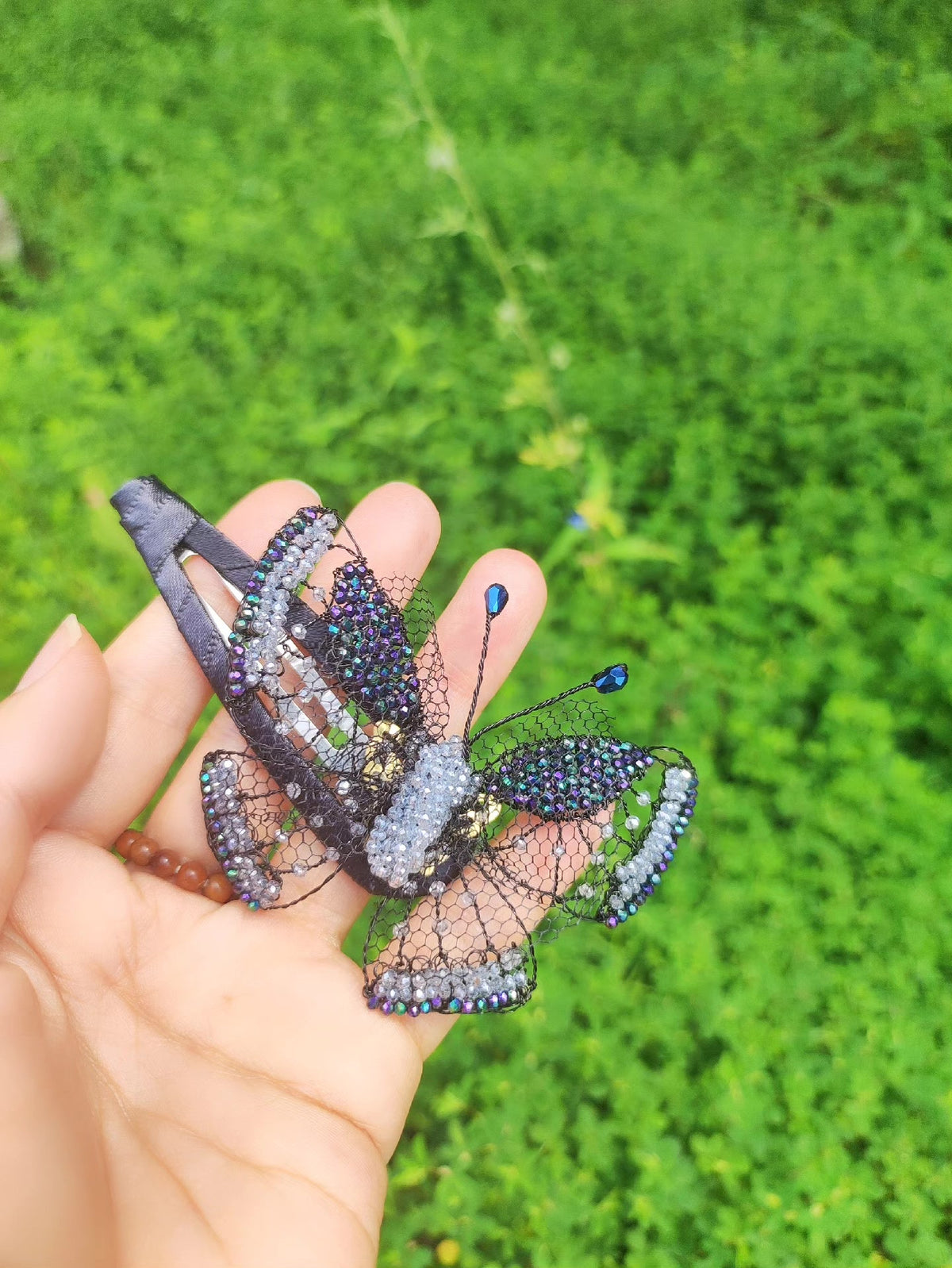 Handcrafted Beaded Butterfly BB Clip