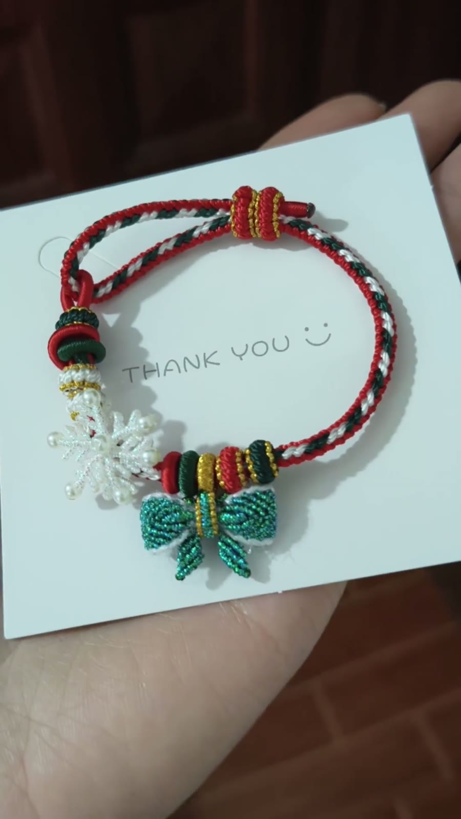 Braccialetto Natale Cordino Intrecciato a Mano Rosso Verde