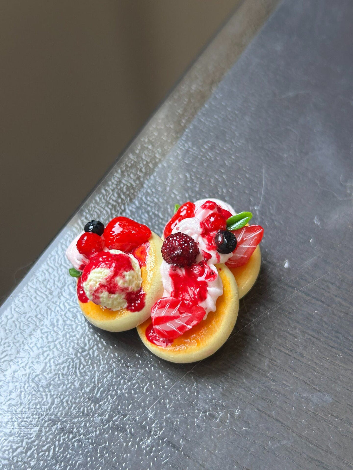 Berry Pancake Bag Charm with Pearl Chain