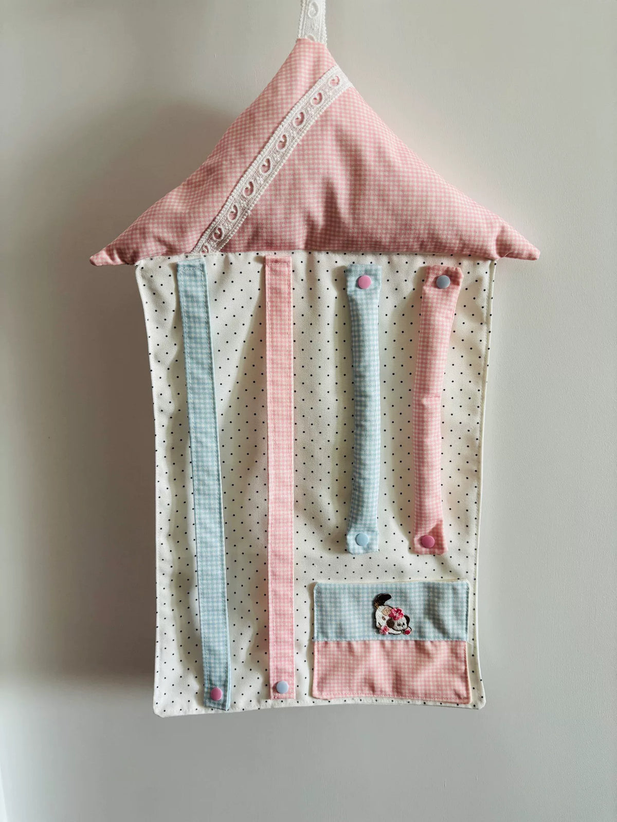 Polka Dot Fabric Wall Organizer
