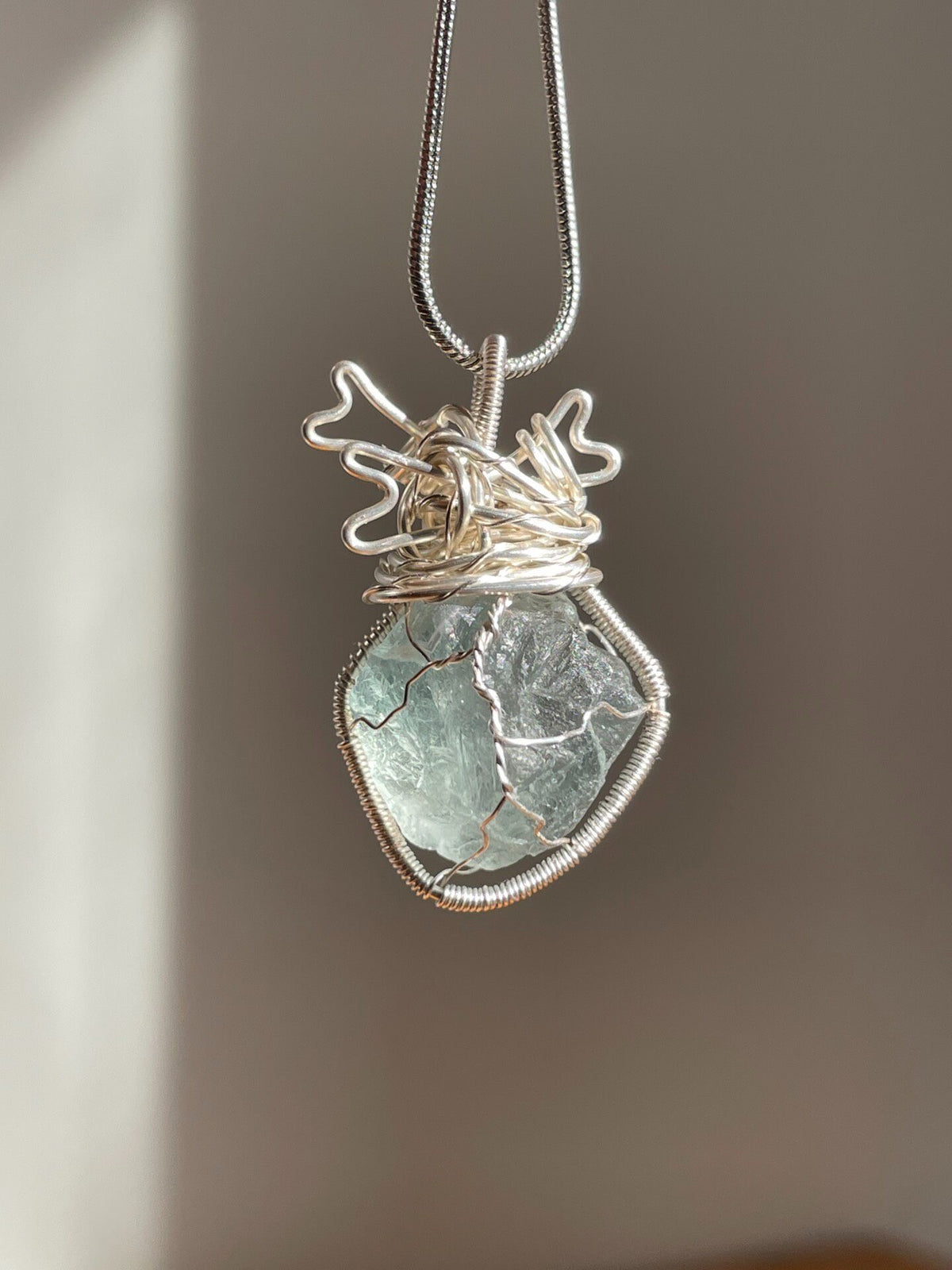 Handmade Crystal Pendant Necklace with Wire Wrap