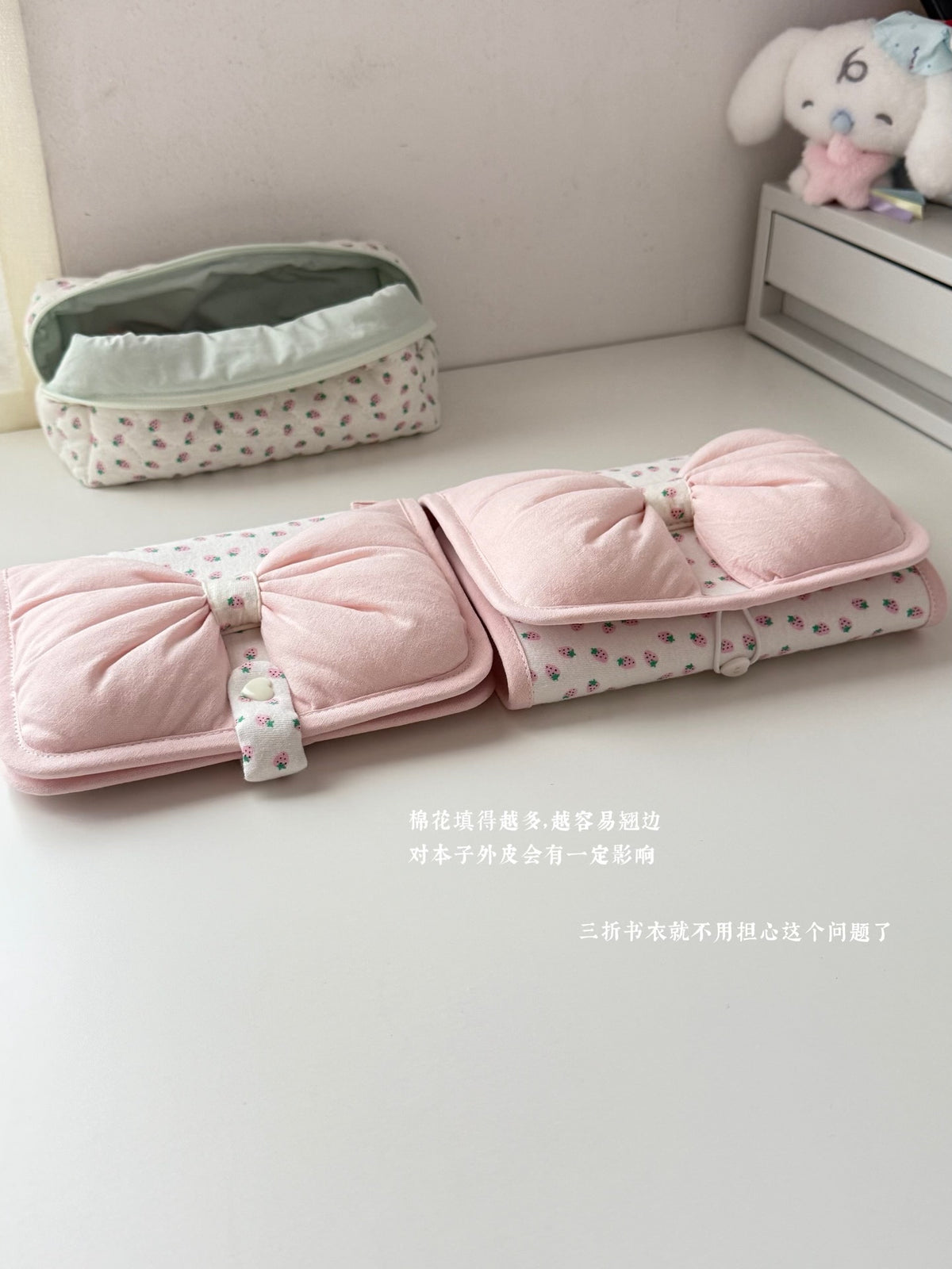 Pink Puffy Bow Fabric Book Cover