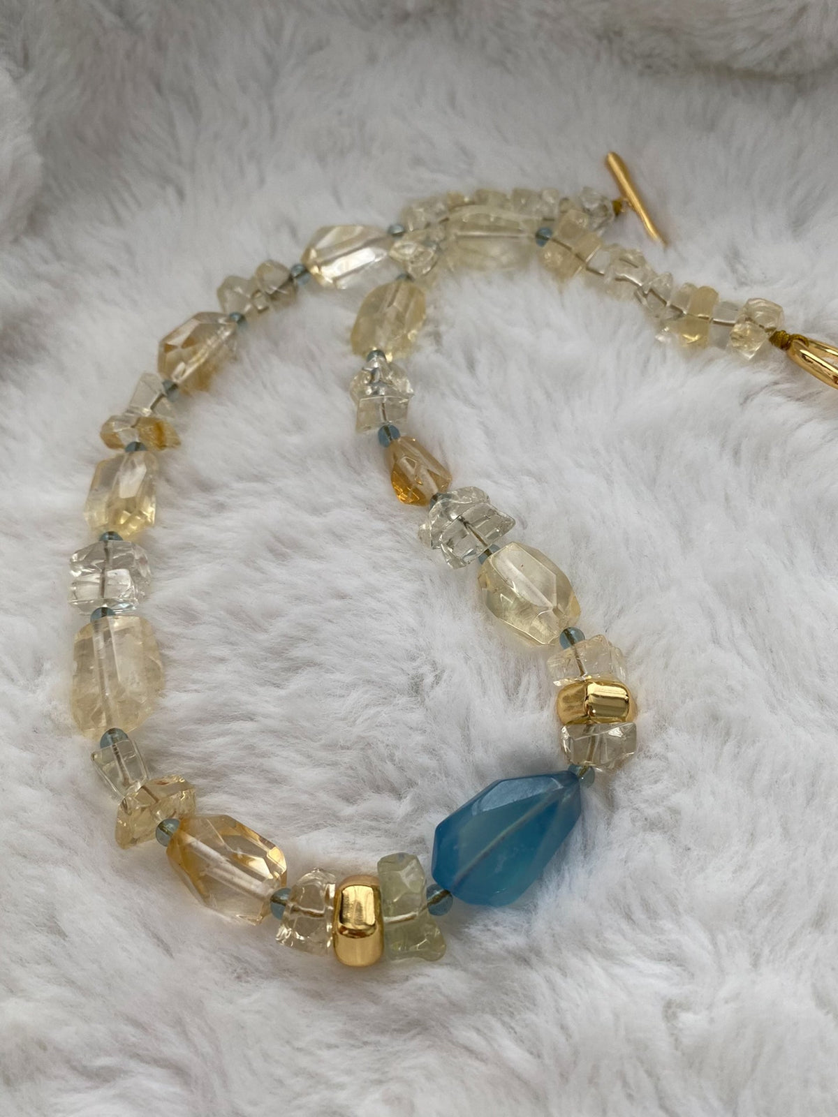 Citrine Aquamarine Necklace Natural Gemstone