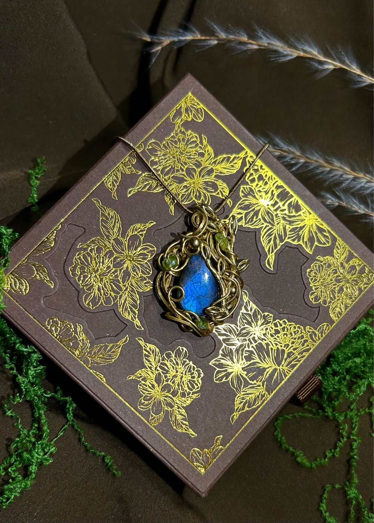 Labradorite Wire Wrapped Pendant Necklace