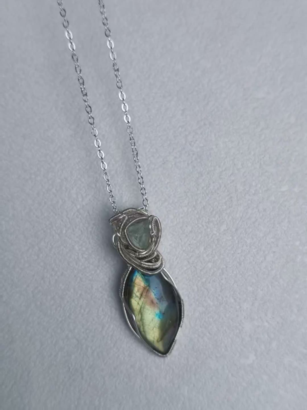 Handcrafted Wire Wrapped Labradorite Fluorite Necklace