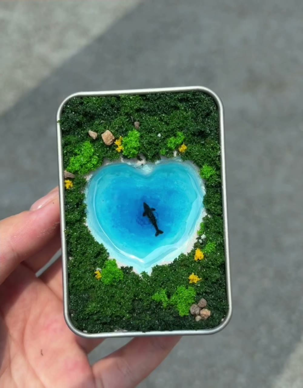 Metal Diorama Box with Whale Scene