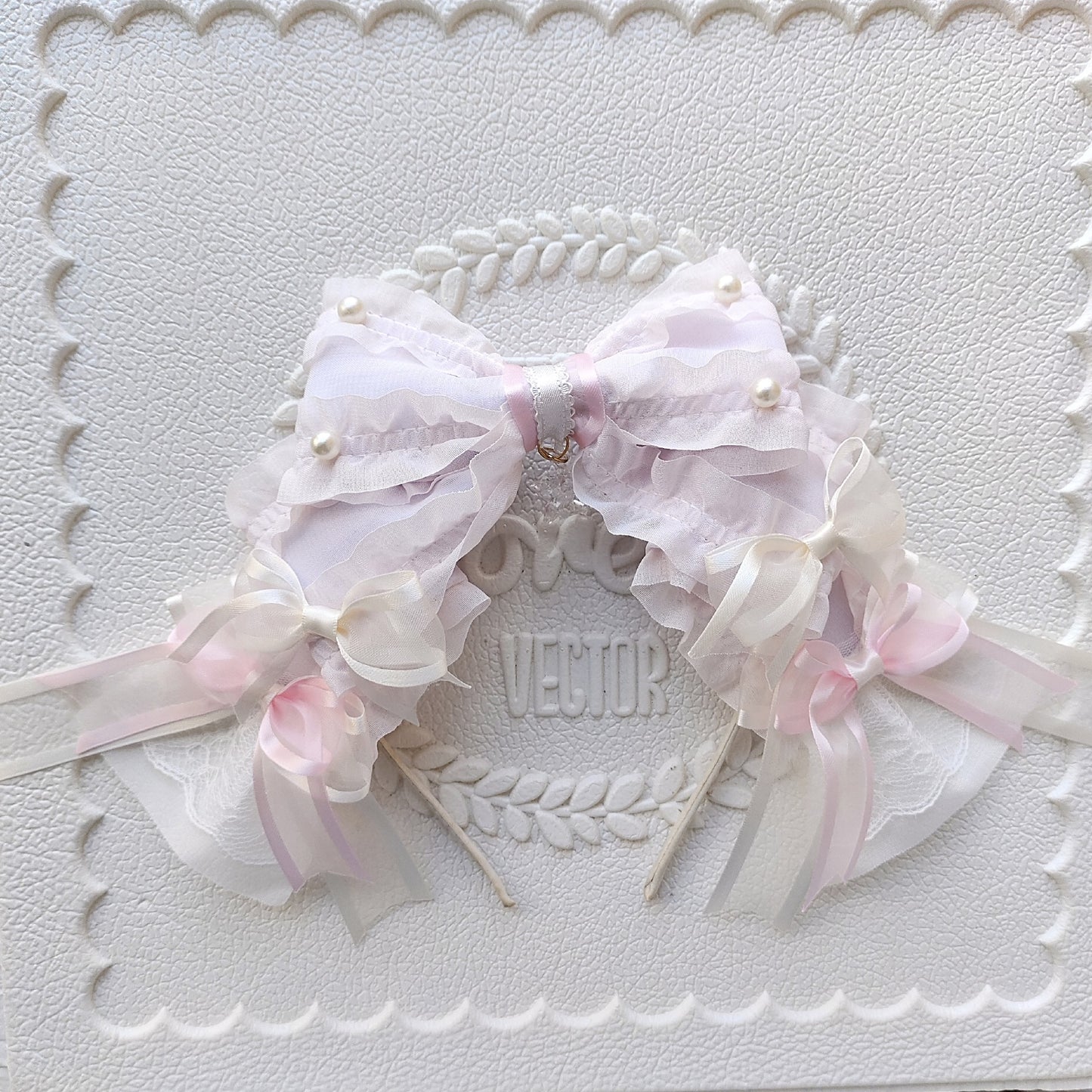 Lolita Large Bow Headband with Veil – Pink or Blue