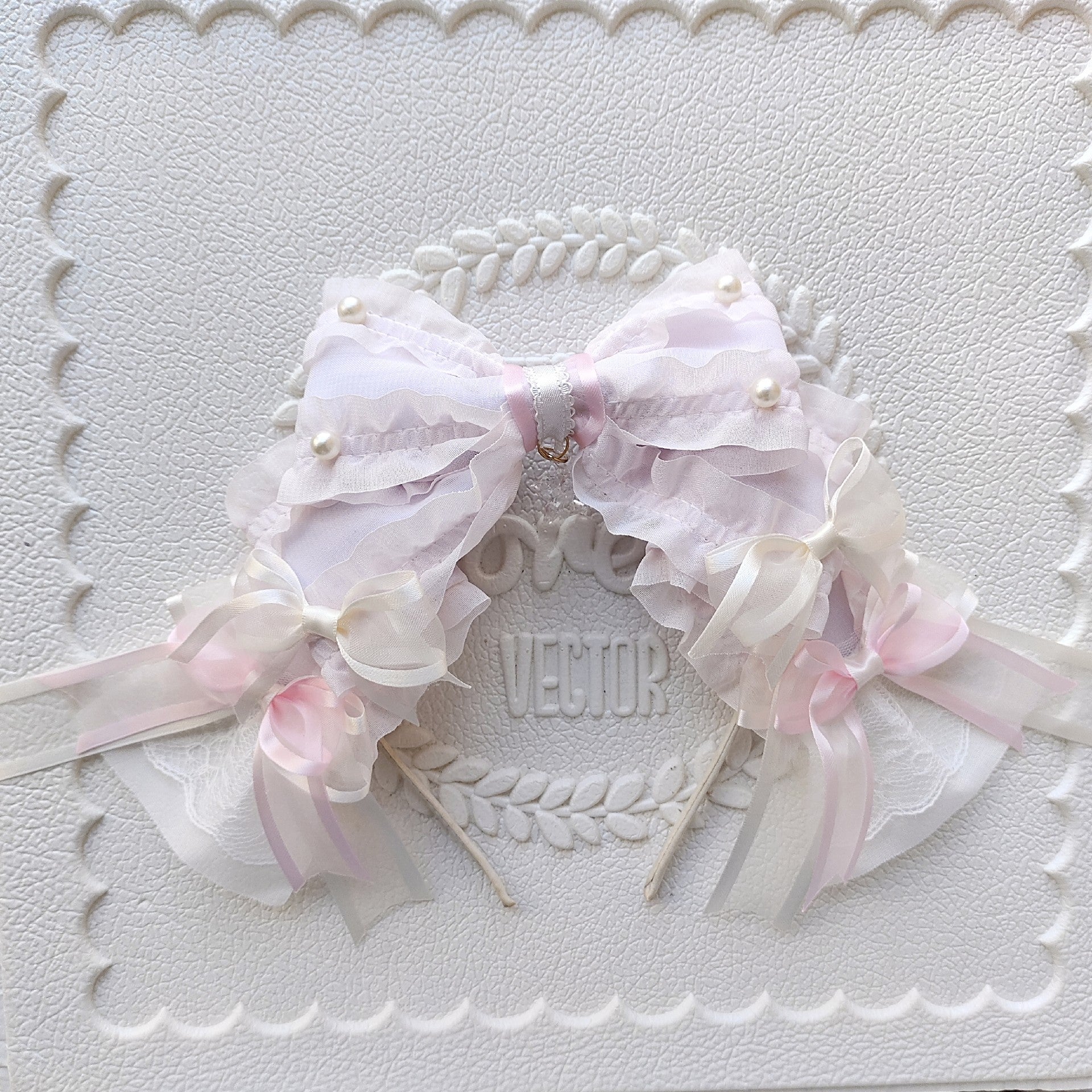 Lolita Large Bow Headband with Veil – Pink or Blue