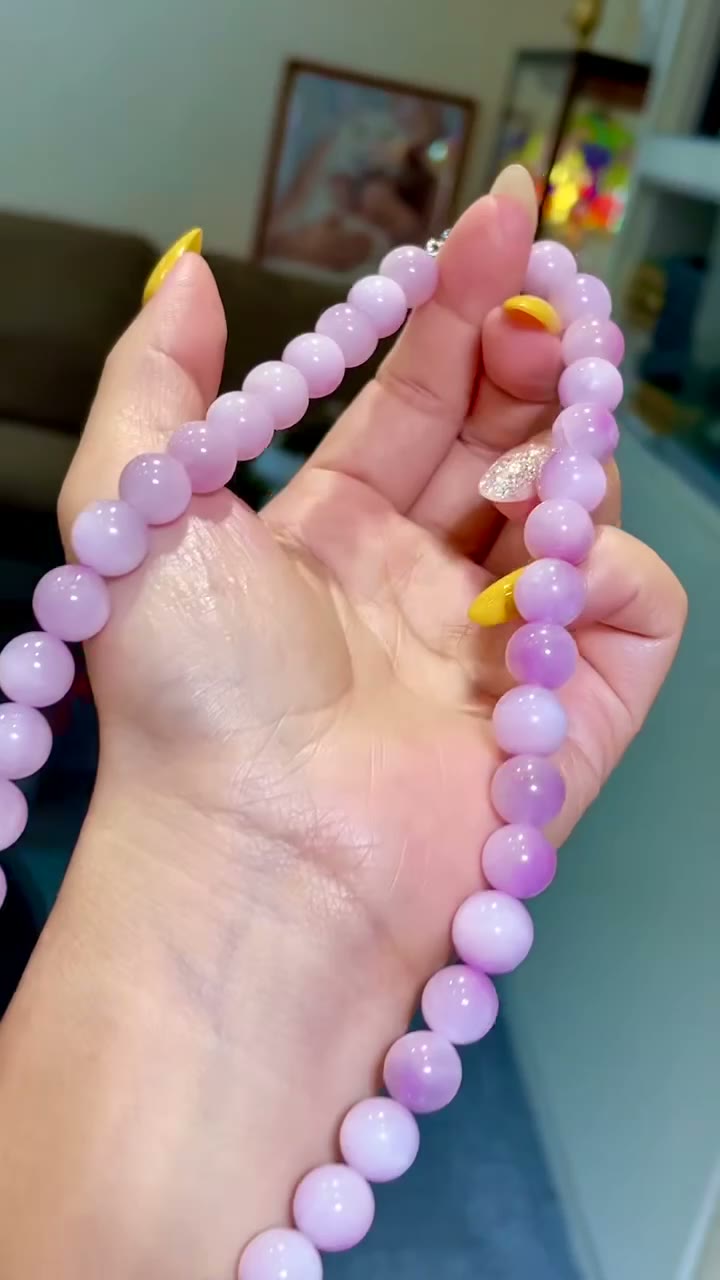 Collier de perles kunzite, sphères de 9,7-10,3mm, 42 cm