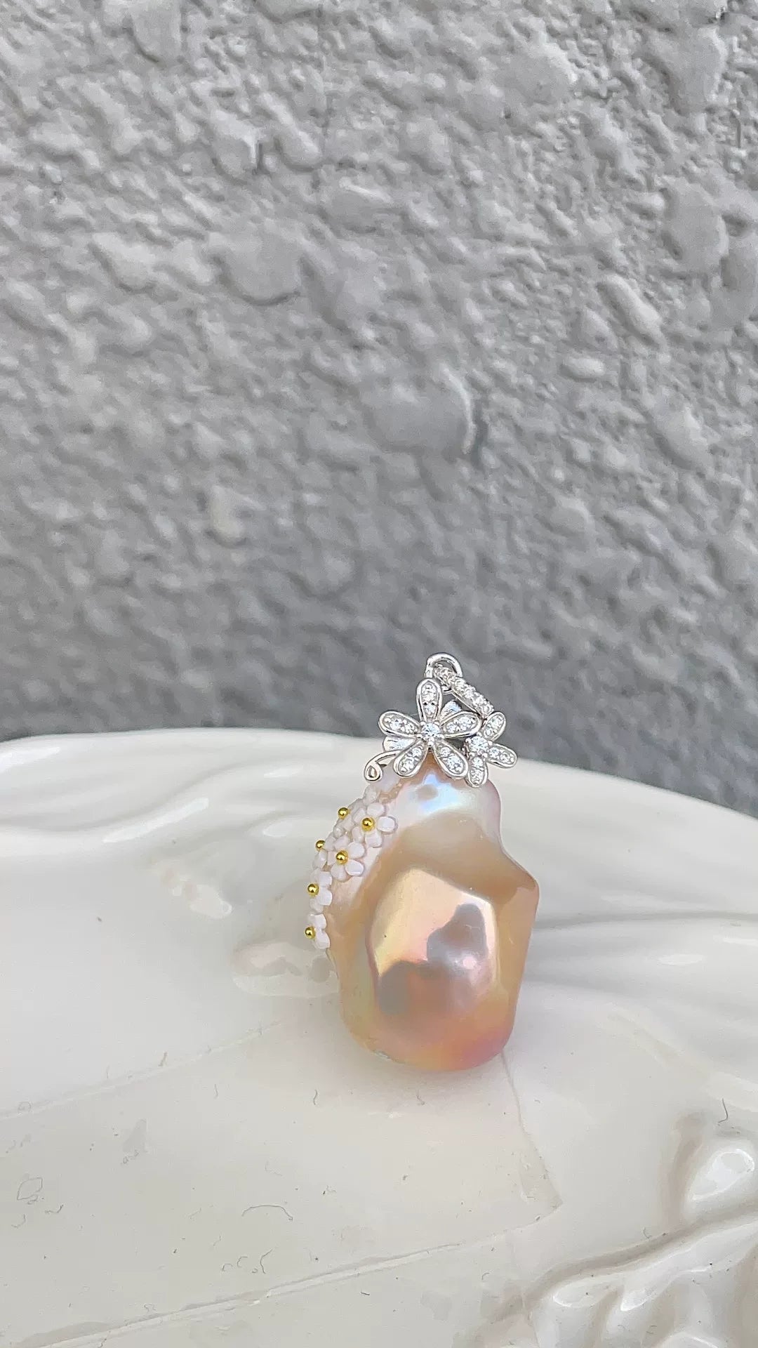 Aurora Metallic Baroque Pearl 925 Silver Pendant