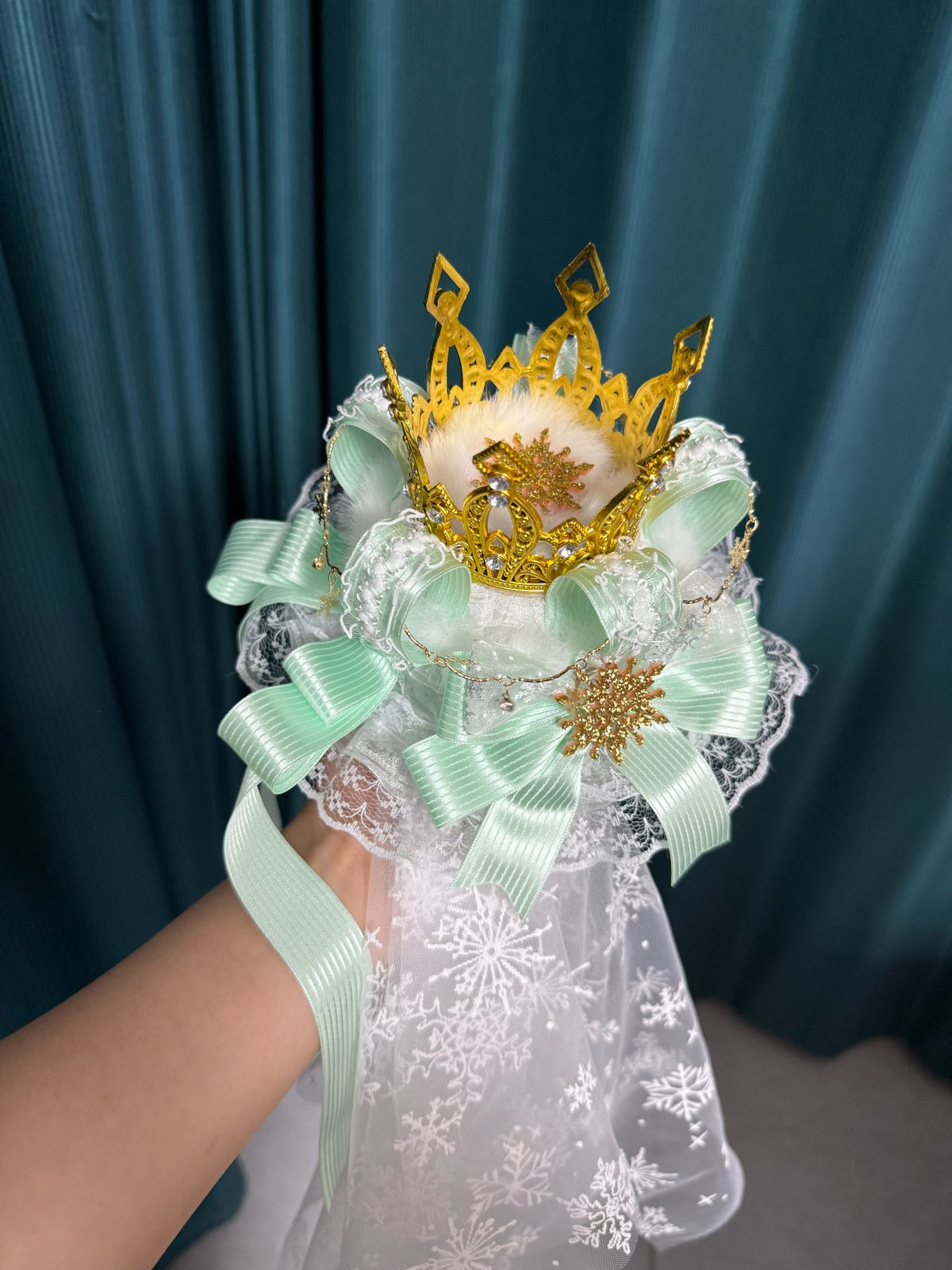 Mint Green Ribbon Crown Mini Hat