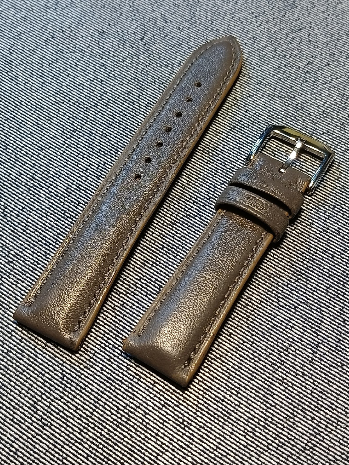Handcrafted Leather Watch Strap Dark Grey