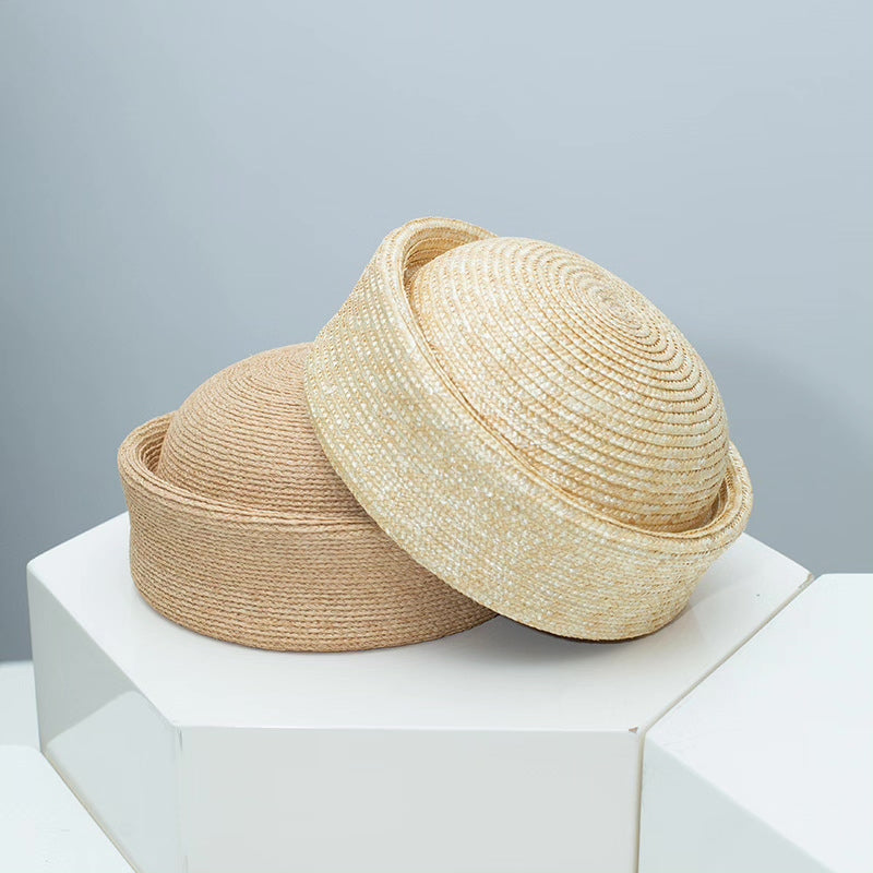 French Vintage Wheat Straw Pillbox Hat