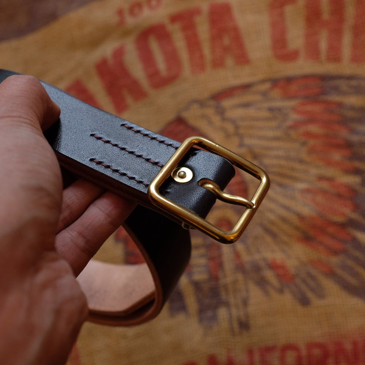 Leather Belt Copper Buckle