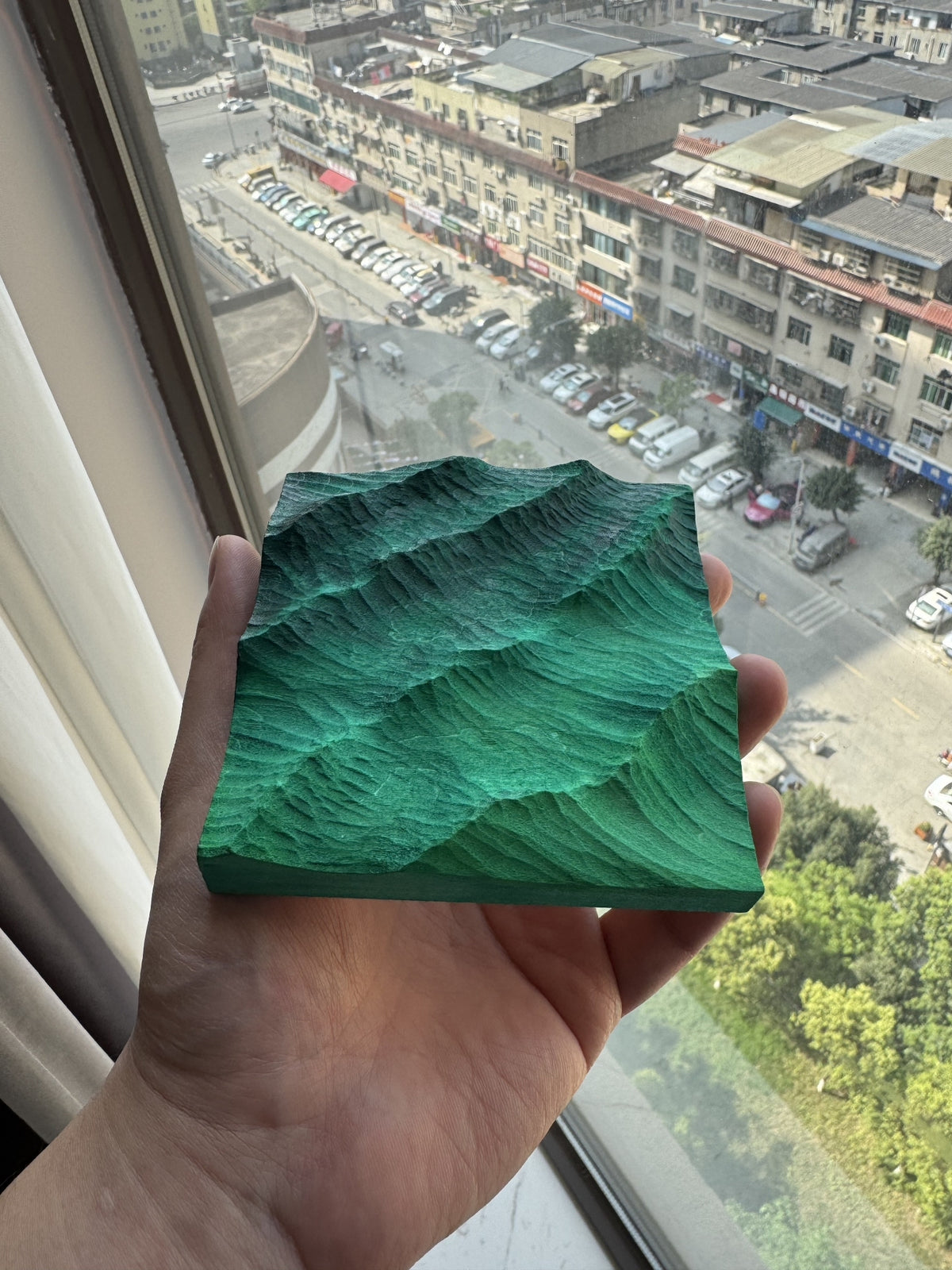 Handcrafted Linden Wood Wave Carving 10cm