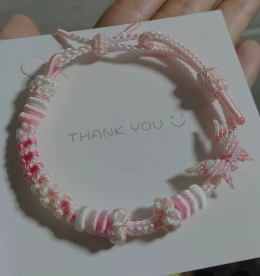 Handgevlochten Koarmband Roze Wit Verloop
