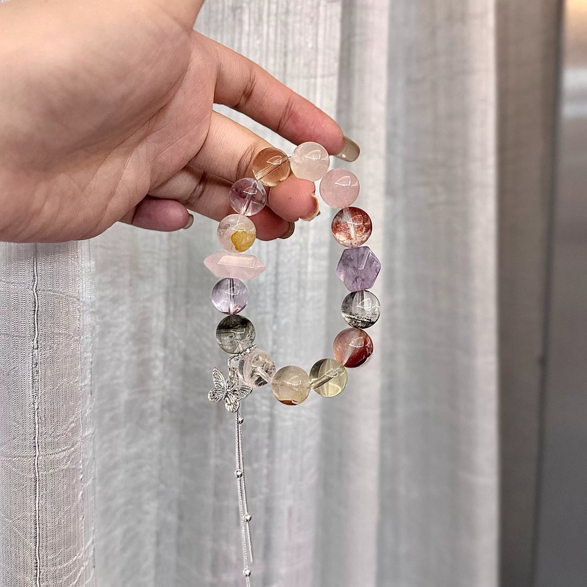 Mixed Crystal Gemstone Bracelet 12mm Beads