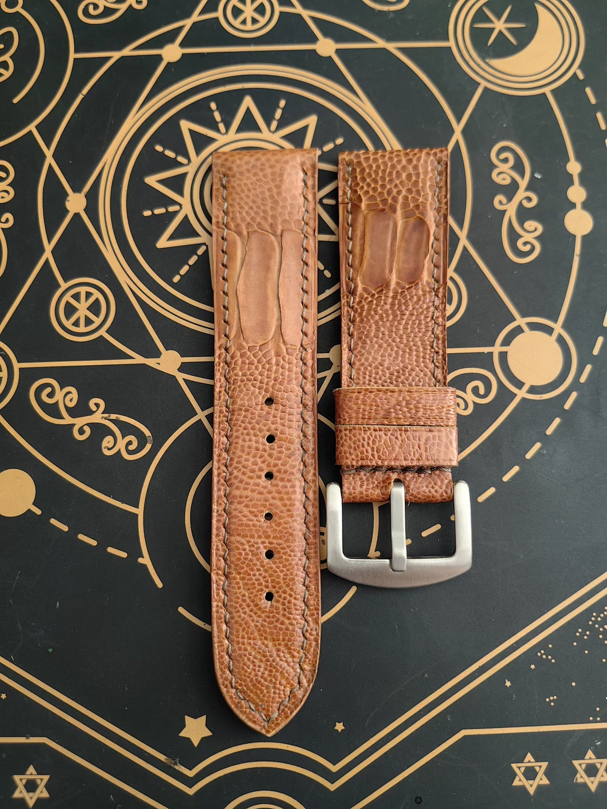 Ostrich Leg Leather Watch Strap 22mm