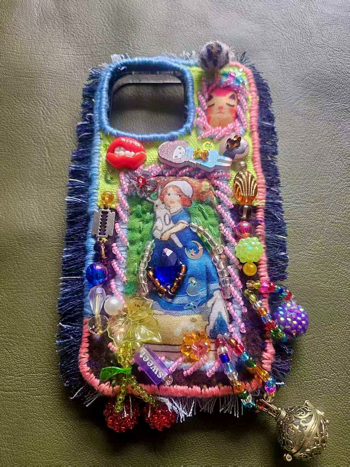 Handcrafted Beaded Fabric Phone Case