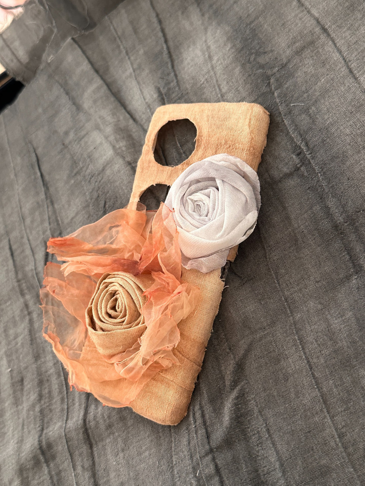 Handcrafted Fabric Rose Phone Case